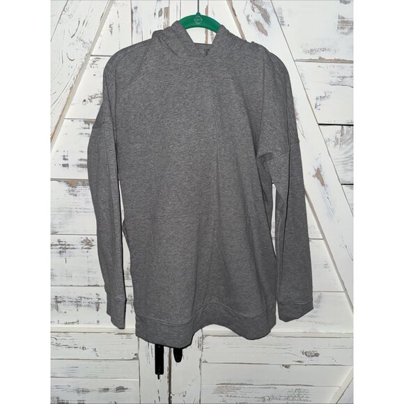 Lululemon Cut Above Hoodie Expression Heathered Gray Logo Back Side Slits Size 8 - Picture 7 of 10